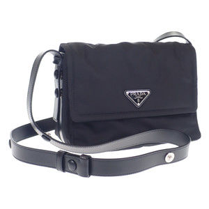 Prada Duet Small Padded Shoulder Clutch Bag Black